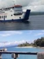 KM. Pulau Sagori yang berlabuh di pelabuhan Sanana, Kepsul (foto lain: dermaga Fery di Pulau Mangoli)