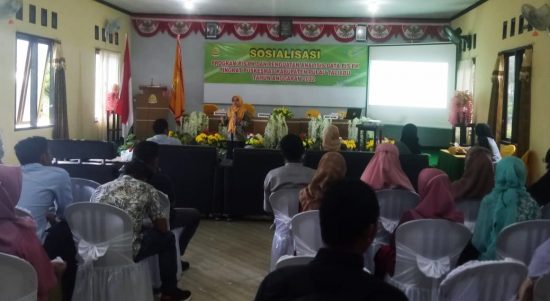 KEPALA bidang pelayanan kesehatan dinas kesehatan provinsi, dr. Andisakurawati M. M.Kes, saat menyampaikan materi sosialisasi PIS-PK di Taliabu, Jumat (17/06/2022).