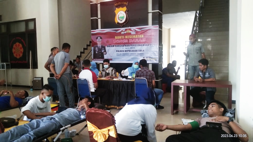 KEGIATAN donor darah yang dilakukan Polres Kepsul, Jumat (23/6/2023)