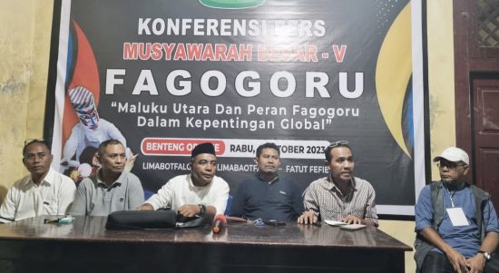 PANITIA musyawarah besar (mubes) fagogoru menggelar jumpa pers, di sekretariat, Rabu (4/10/203) malam.