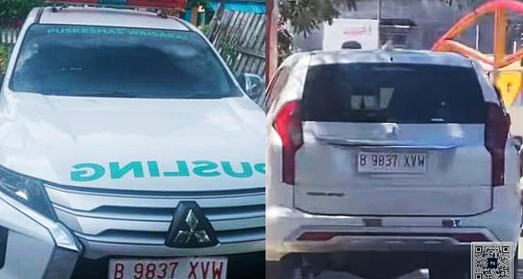 MOBIL ambulance milik PKM Desa Waisakai yang "dibongkar", diduga dipakai tim pemenangan petahana FAM-SAH