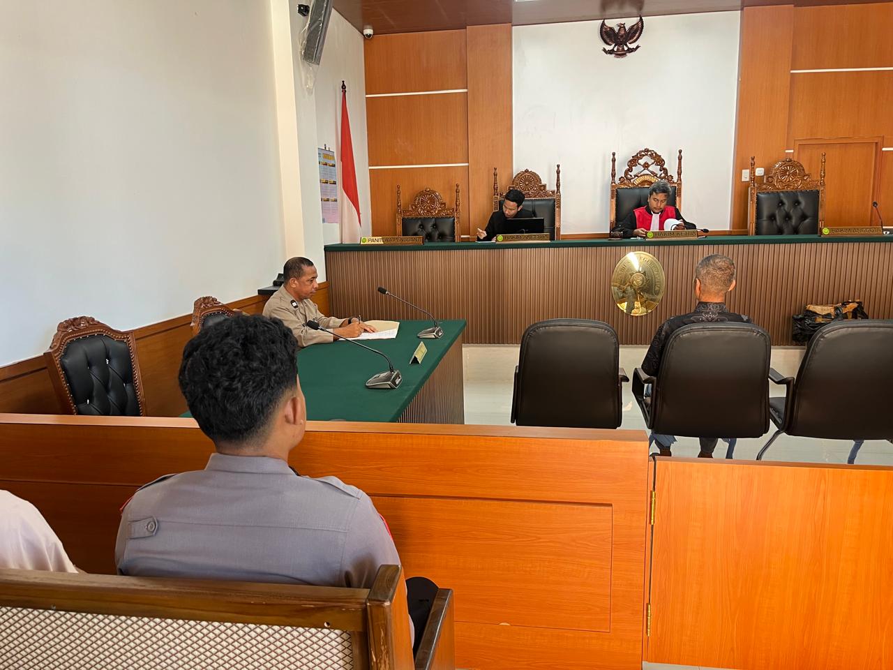 KEGIATAN sidang di pengadilan negeri, Sanana Kabupaten Kepulauan Sula (Kepsul) pada Rabu (15/4/2026)