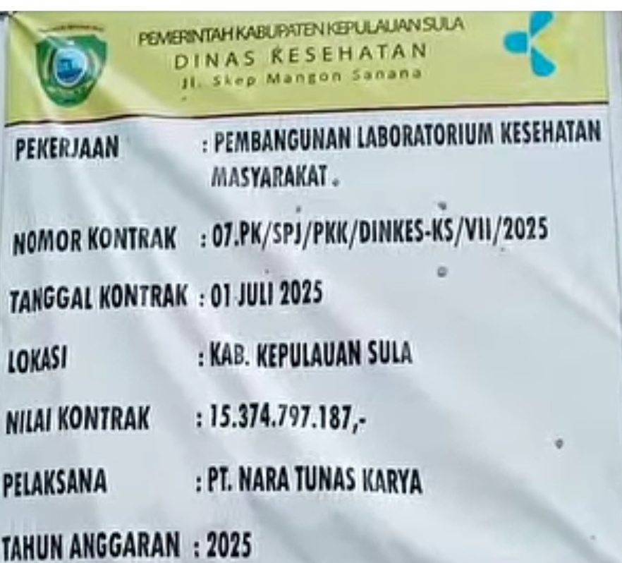PAPAN nama proyek Labkesmas di kabupaten Kepulauan Sula 