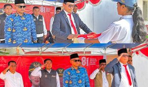 KADIKBUD Maluku Utara Abubakar Abdullah saat menjadi inspektur upacara HUT RI ke-81 di SMA Kristen di Pulau Rao, Morotai Senin (17/8/2026)