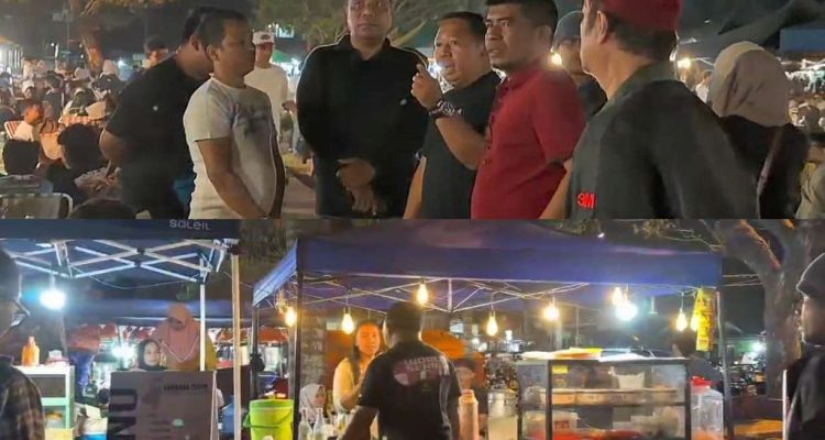 SEKRETARIS kota (Sekot) Ternate Rizal Marasaoly bersama Kepala Bappelitbangda Thamrin Marasaoly ditengah pelaku usaha coffee shop di lapangan Ngaralamo, Kelurahan Salero, Kota Ternate Tengah, Maluku Utara, Sabtu (5/9/2026)