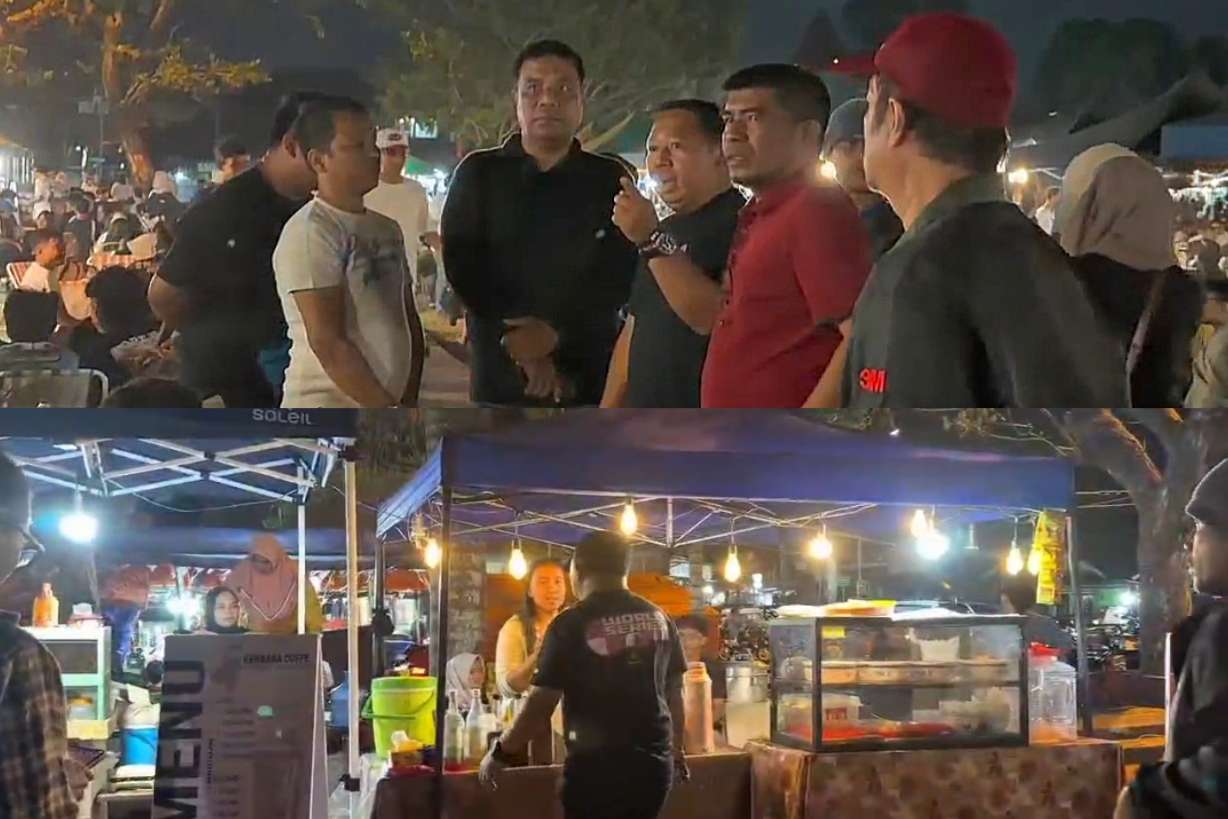 SEKRETARIS kota (Sekot) Ternate Rizal Marasaoly bersama Kepala Bappelitbangda Thamrin Marasaoly ditengah pelaku usaha coffee shop di lapangan Ngaralamo, Kelurahan Salero, Kota Ternate Tengah, Maluku Utara, Sabtu (5/9/2026)