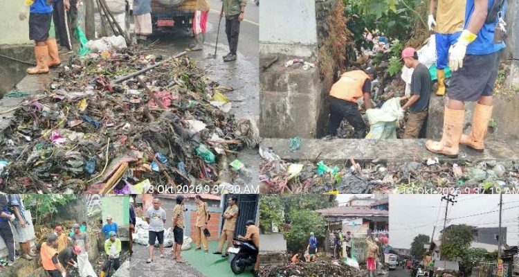 PEMBERSIHAN sampah di sejumlah Kalimati di Kota Ternate, Selasa (13/10/2026)