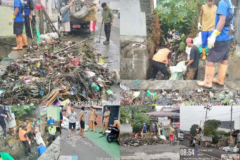 PEMBERSIHAN sampah di sejumlah Kalimati di Kota Ternate, Selasa (13/10/2026)