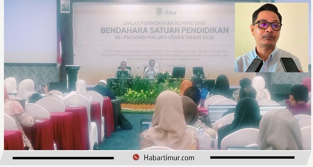 KEGIATAN DIKLAT peningkatan kompetensi bendahara satuan pendidikan yang digelar Dikbud Malut,i Muara Hotel, Jumat (16/10/2026)