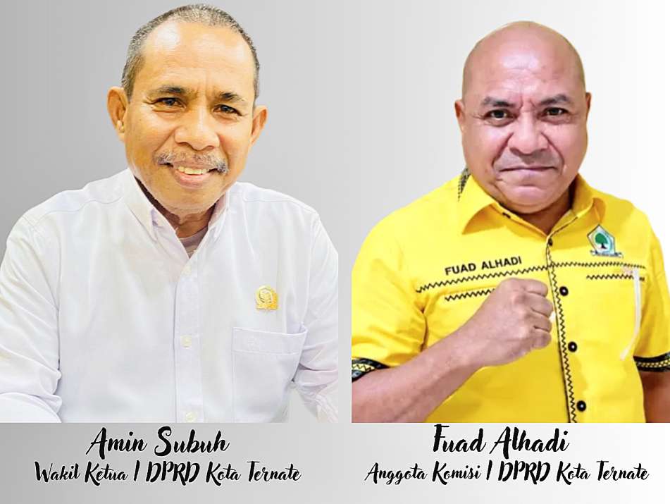 WAKIL ketua I DPRD Kota Ternate Amin Subuh (kiri), Anggota Komisi I DPRD Kota Ternate Fuad Alhadi